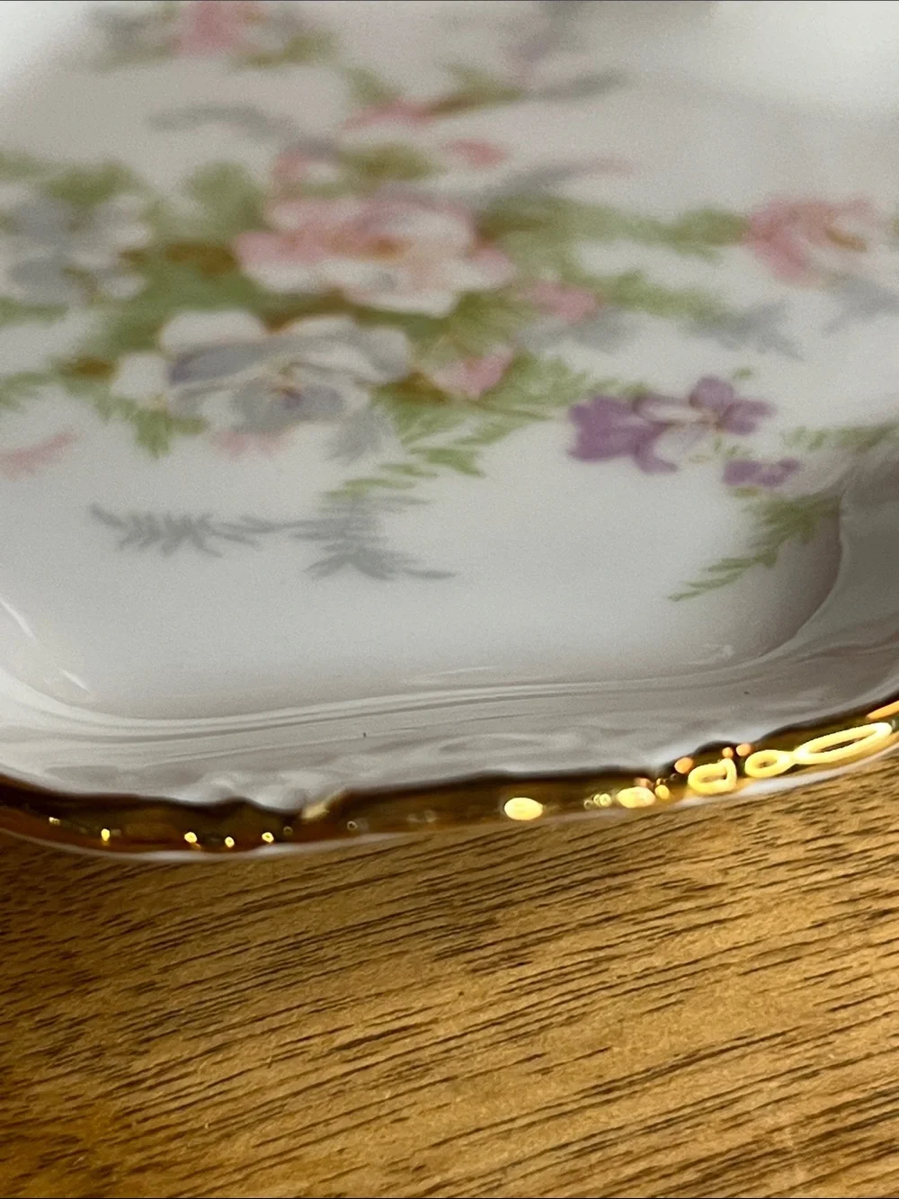 Vintage Alka Kunst Kaiser-Hand Painted Floral W/Gold Scalloped Edge Trinket Dish
